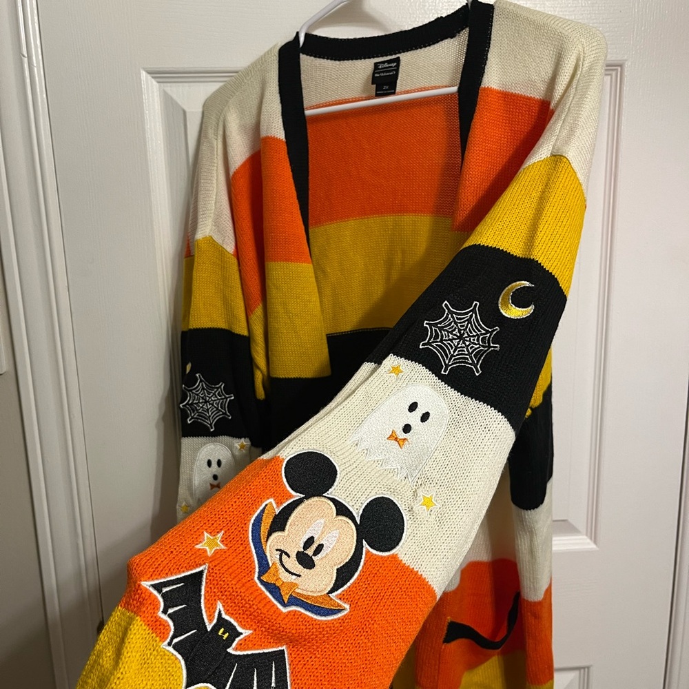 Her Universe Viral Disney Candy Corn Halloween Knit Cardigan - Picture 3 of 7